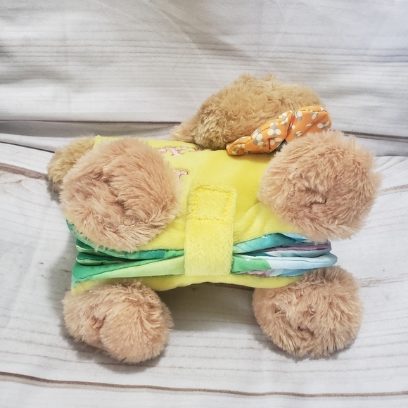 Soft Play Teddy Bear Plush Stuffed Animal Book With Bell Rattle Crinkle Tail 8" - Picture 3 of 10
